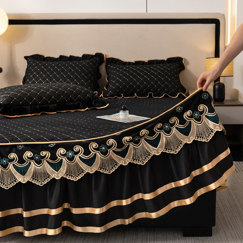 Bed skirt with ruffles, cotton, 1.8 m bed