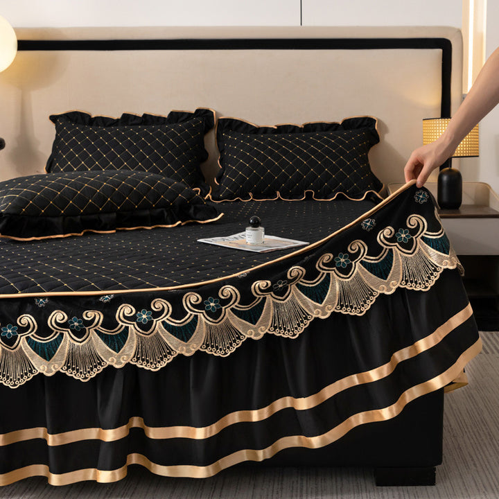 Bed skirt with ruffles, cotton, 1.8 m bed