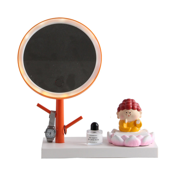 Makeup mirror with LED light and phone holder