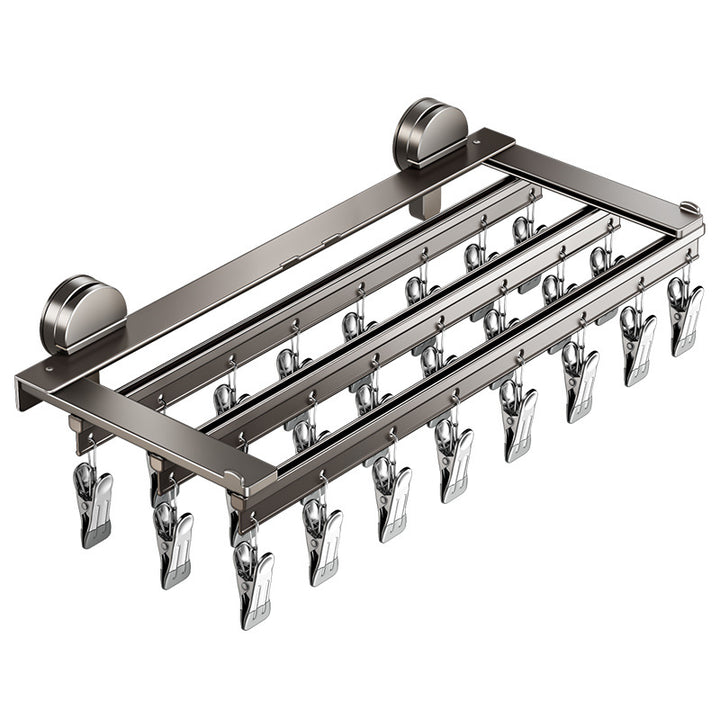 Aluminum drying rack with suction cup and clips