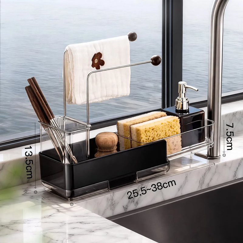 Stainless steel kitchen countertop, extendable, for sink