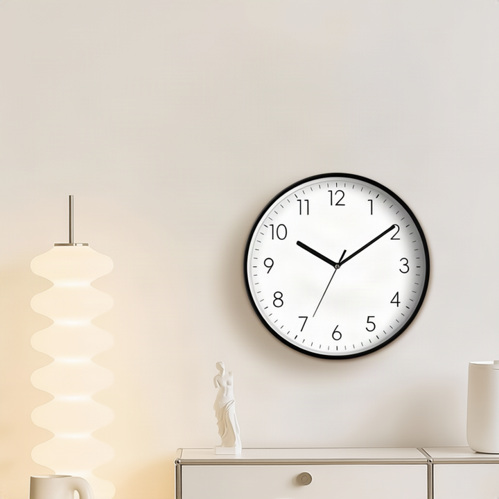 Quartz wall clock, plastic, hands, 20–40 cm