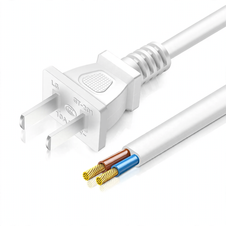 Power cable with flat plug, PVC jacket