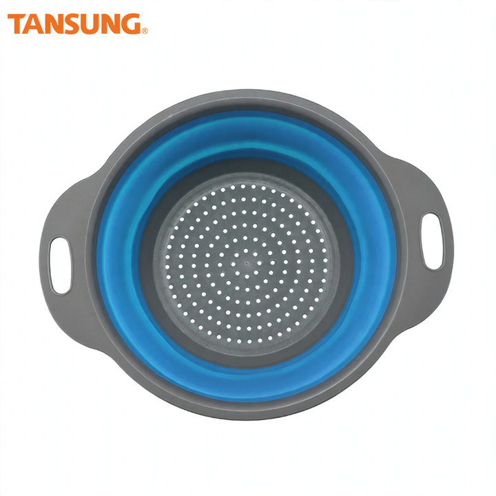 Folding vegetable bowl with strainer