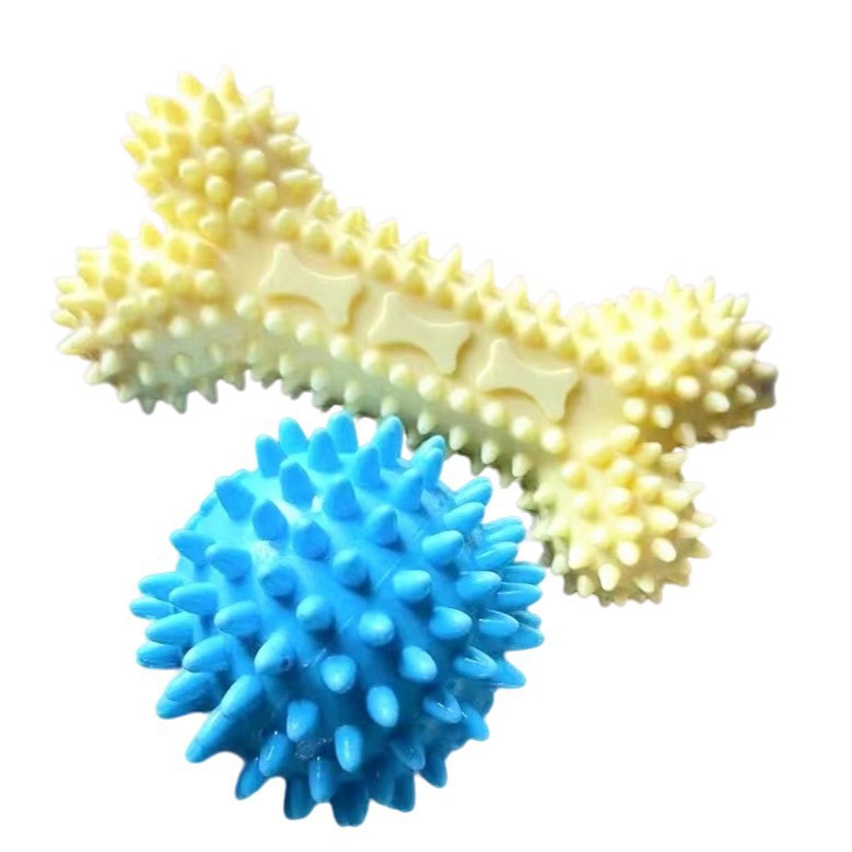 Rubber play ball for dogs with tail