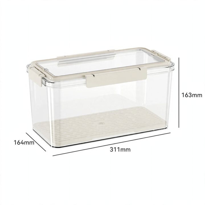 Plastic storage container for refrigerator and freezer