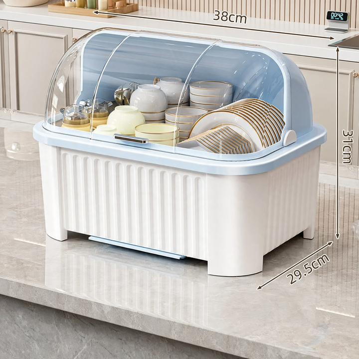 Plastic dish rack with shelf