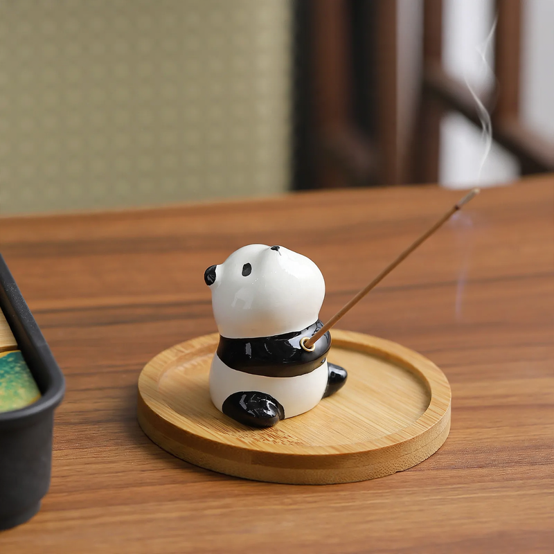 Panda incense stick holder made of resin