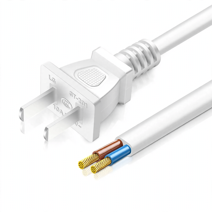 Power cable with flat plug, PVC jacket