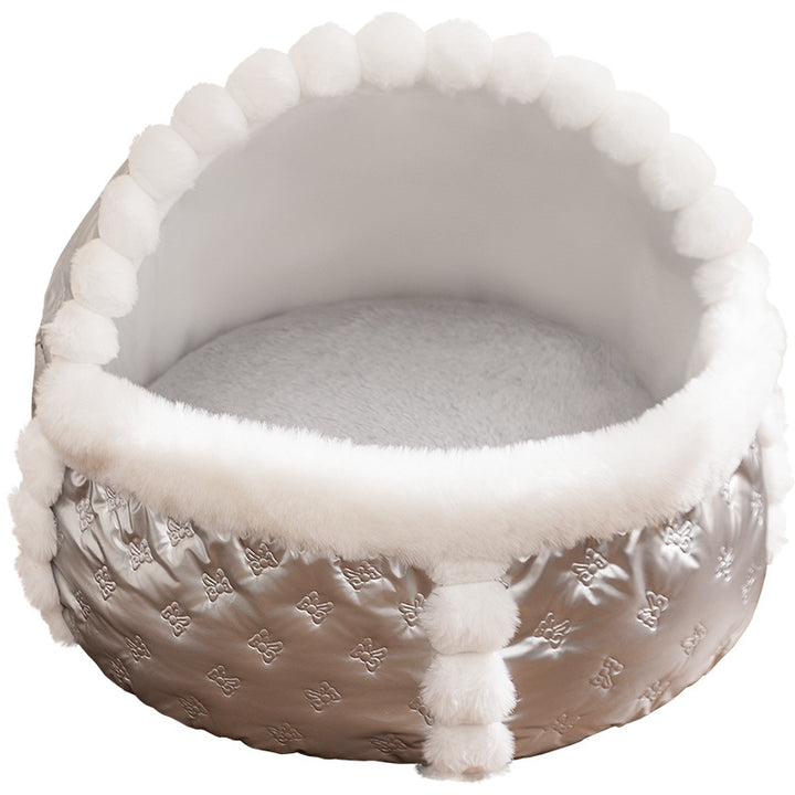 Half-open heating bed for dogs and cats