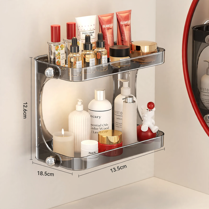 Bathroom shelf, suction cup, no drilling