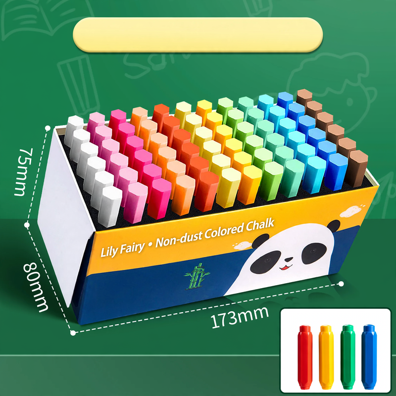 Chalk without dust, various colors and sizes