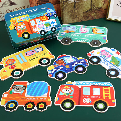 Wood Puzzle Set Little Explorer, 6 Designs