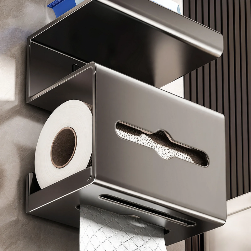 Wall-mounted paper towel box, widened, silver-colored