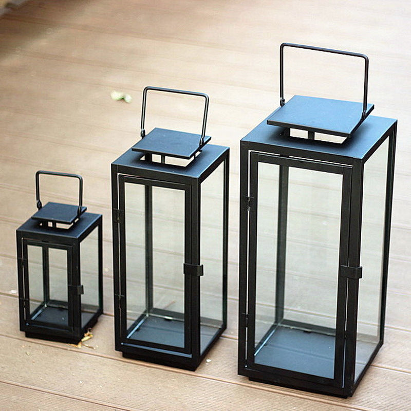 Black metal lantern, dome shape