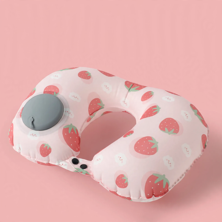 Inflatable neck pillow for travel, U-shape