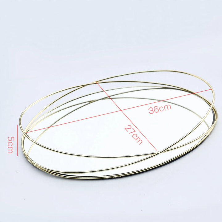 Metal mirror tray, silver, geometric