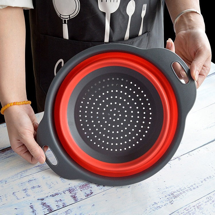 Folding vegetable bowl with strainer