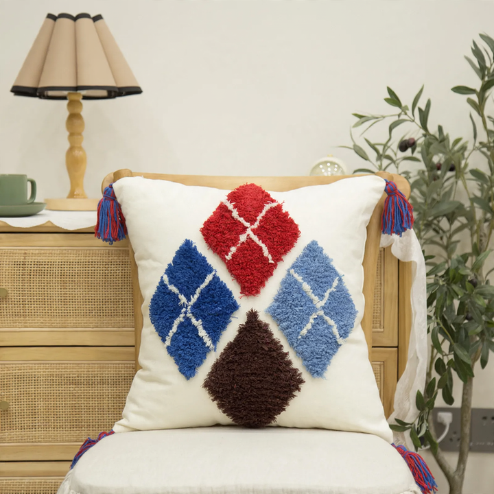 Decorative cushion with embroidery, cotton