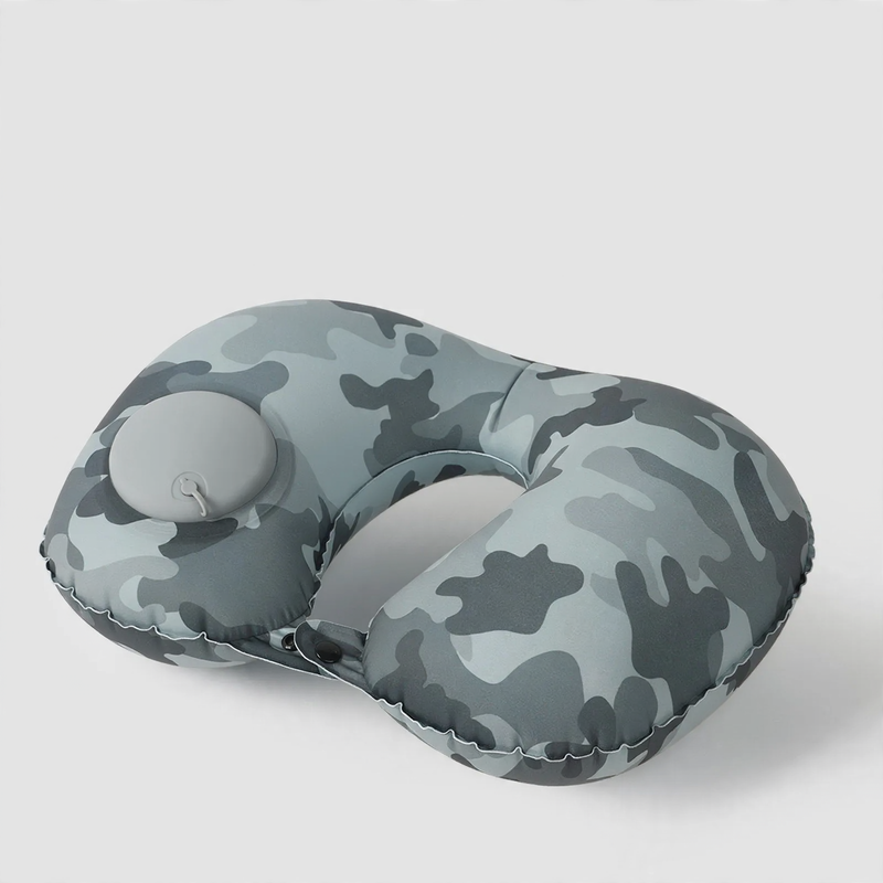 Inflatable neck pillow for travel, U-shape