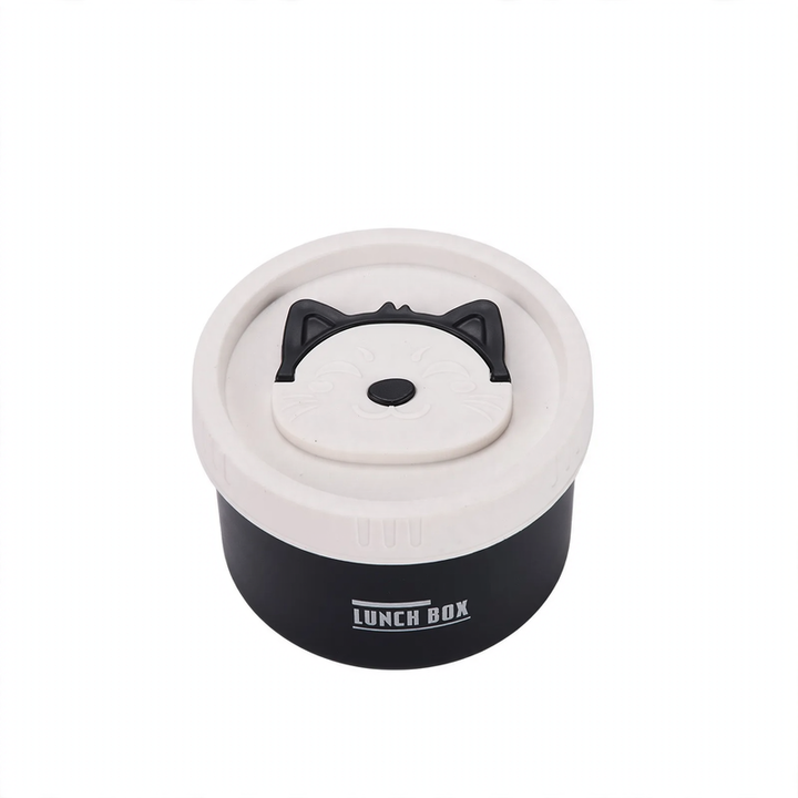 Stainless steel lunch box, round, 470–600 ml, with lid
