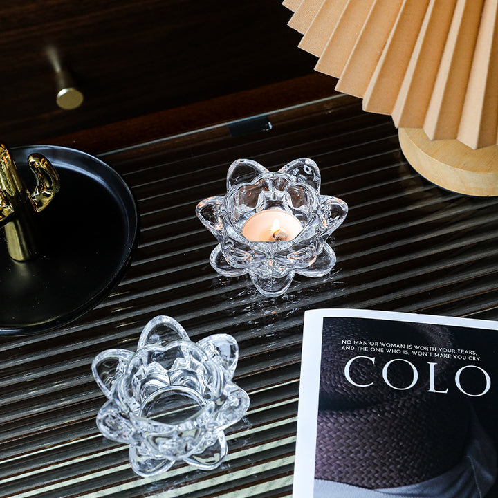 European style glass candle tray