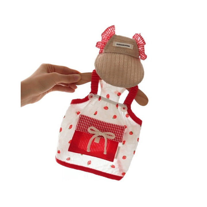 Dog strap dress with hat, summer, 2-piece
