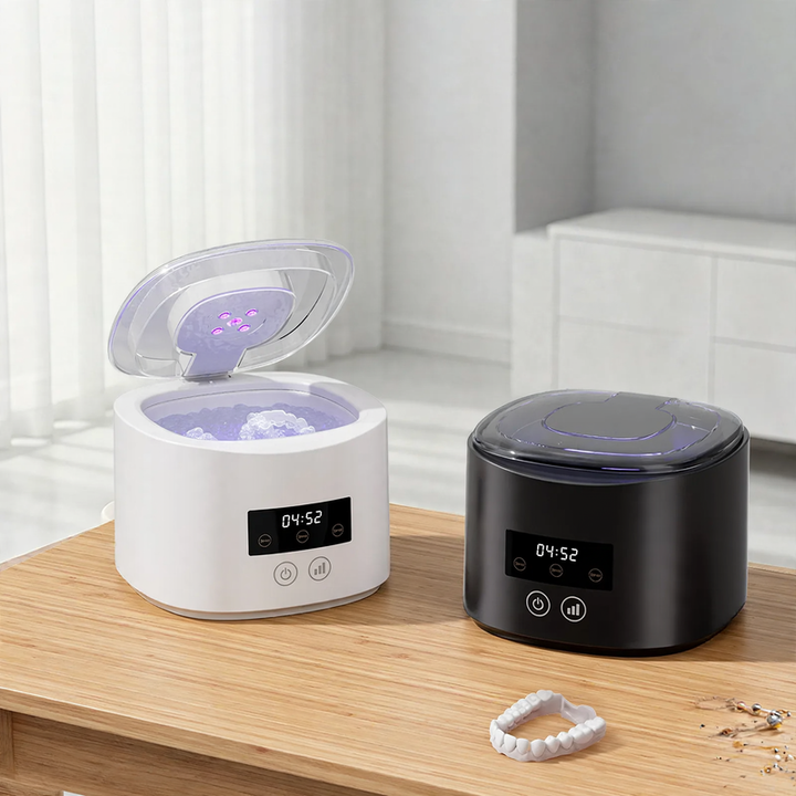 Ultrasound tooth protector cleaner with blue light