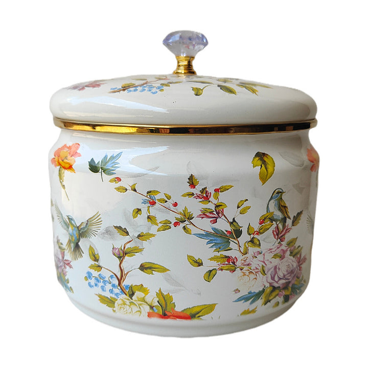 Enamel storage container, oval, 2.4 L, Northern Europe style