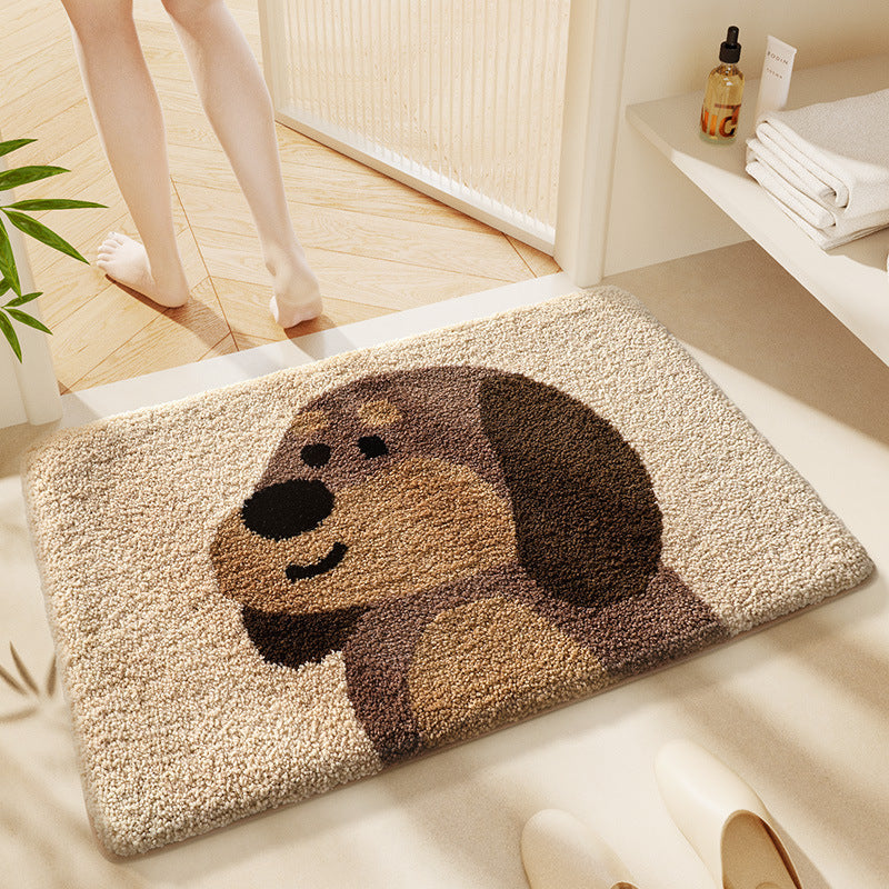 Cartoon doormat made of faux fur, washable