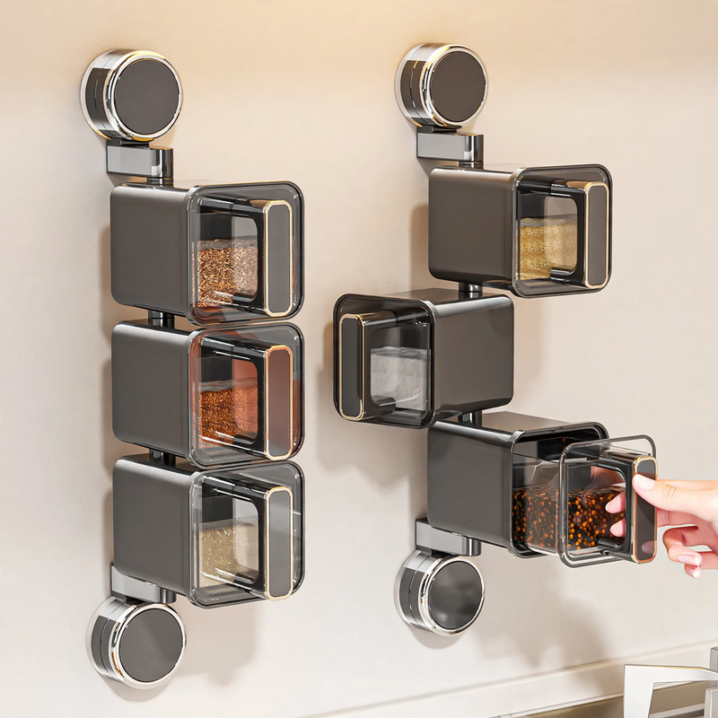 Rotatable spice box with suction cup