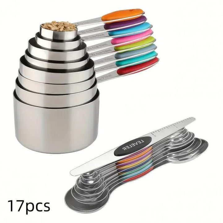 Stainless steel measuring spoon and cup set, 6-piece