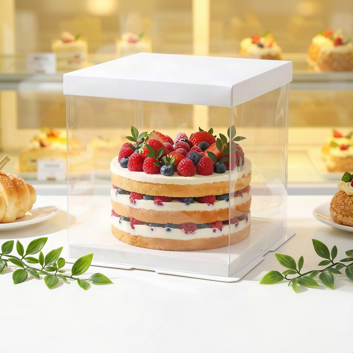 Transparent cake boxes, various sizes