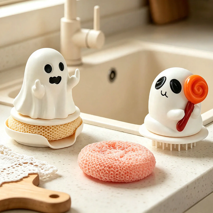 Top cleaner with interchangeable brush heads