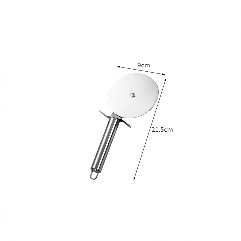 Pizza cutter and cake server made of stainless steel