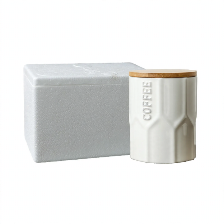 Ceramic storage jar with lid, modern design