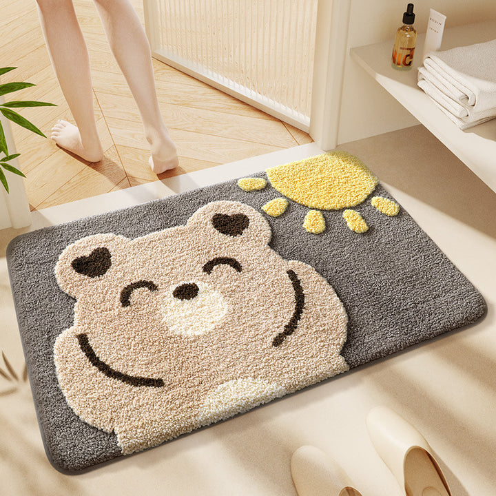 Cartoon doormat made of faux fur, washable