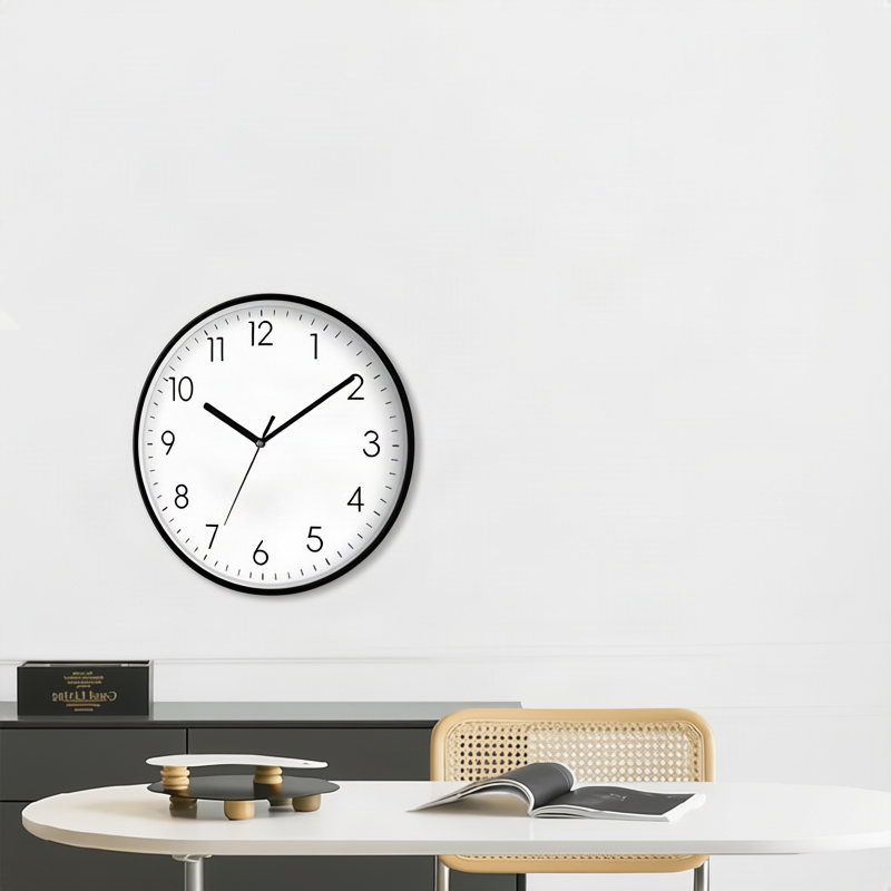 Quartz wall clock, plastic, hands, 20–40 cm
