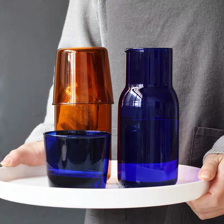 Glass jug with glass, heat resistant