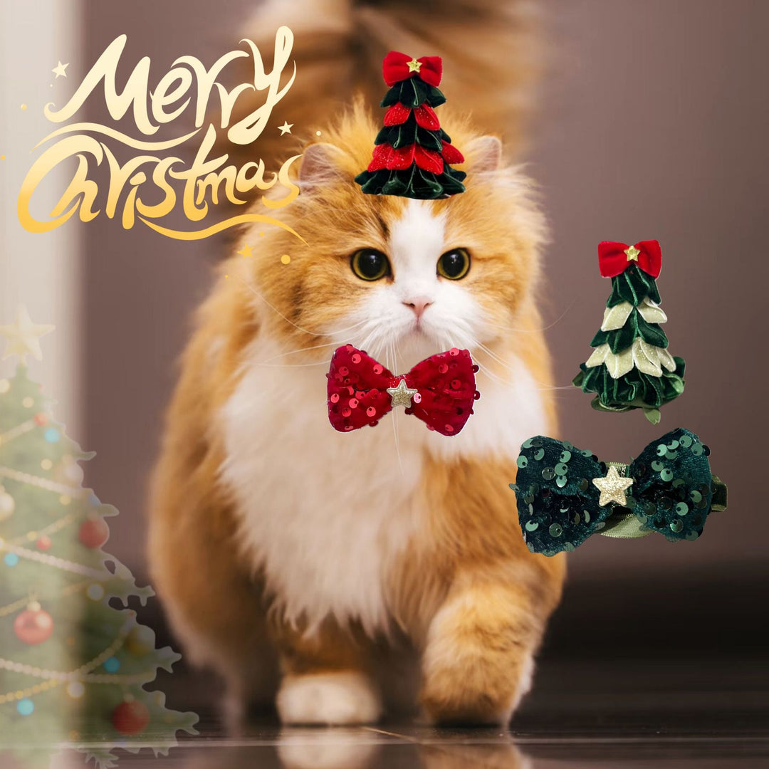 Christmas accessories for pets, hat and bow