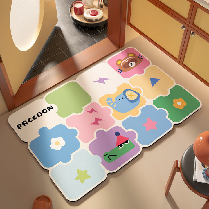 Square diatomaceous earth doormat with pattern