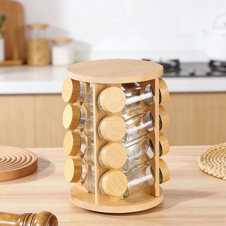 Rotating spice rack made of stainless steel