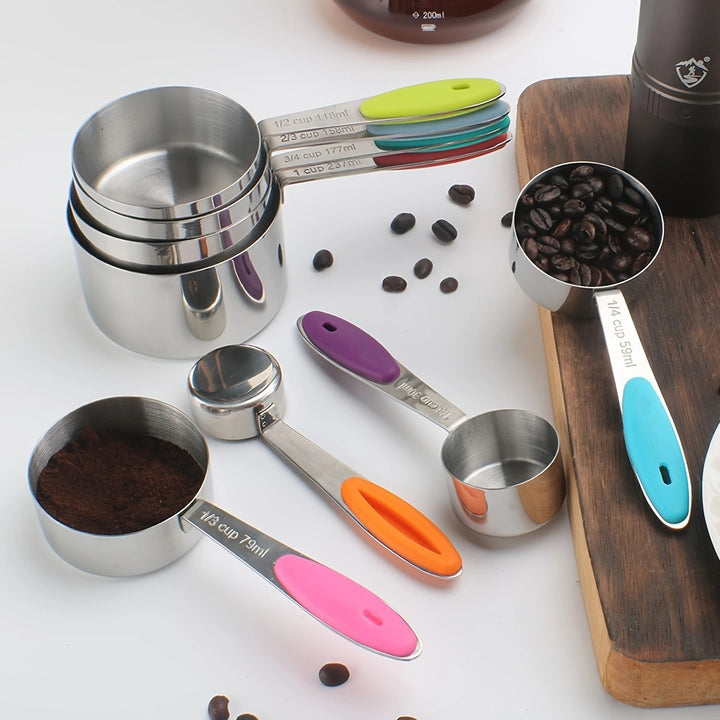 Stainless steel measuring spoon and cup set, 6-piece