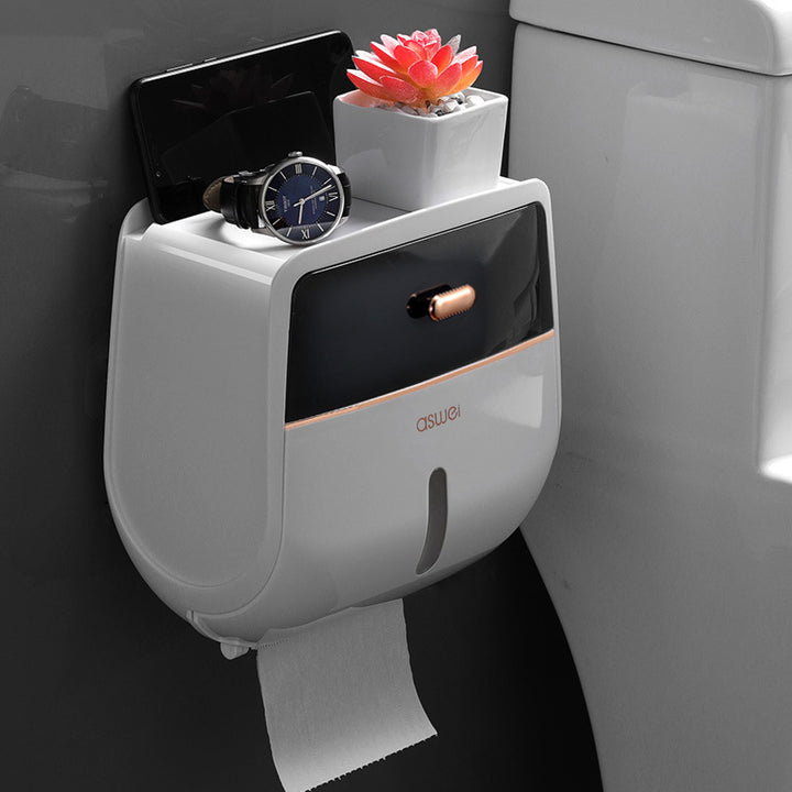 Wall-mounted paper towel holder with storage