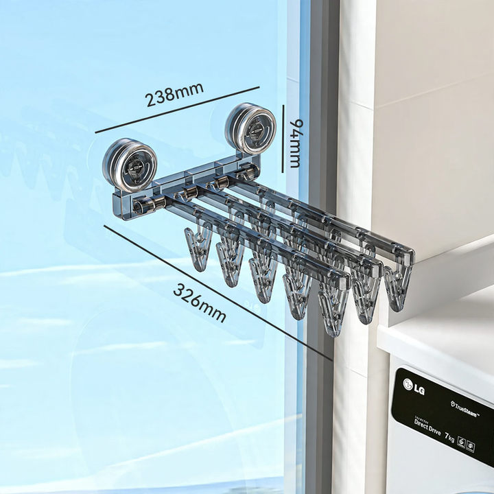 Clothes drying rack with suction cup, foldable, model YM.7002
