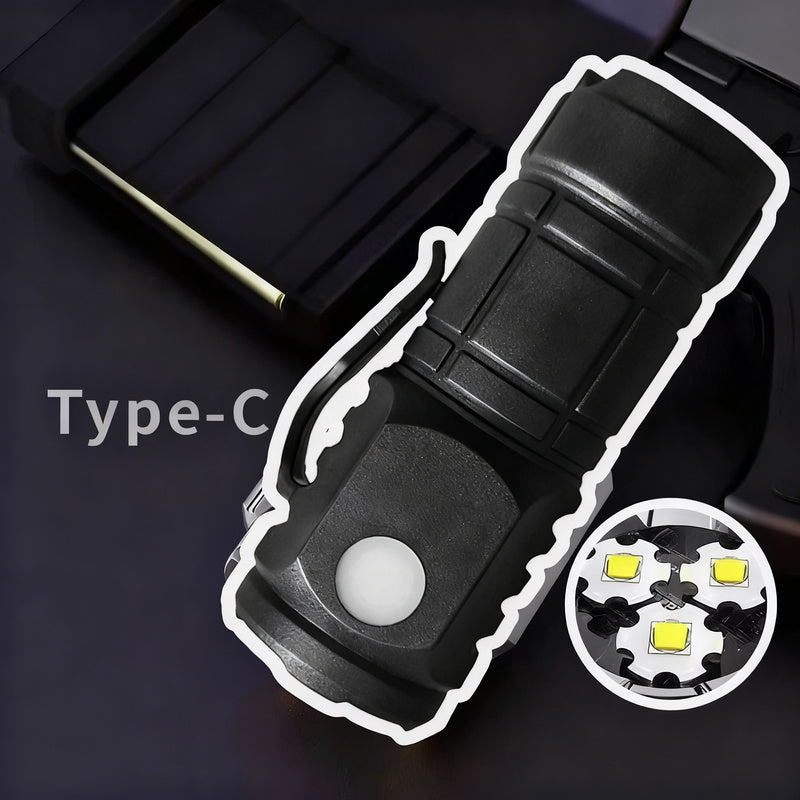 LED flashlight, rechargeable, 13–29 cm