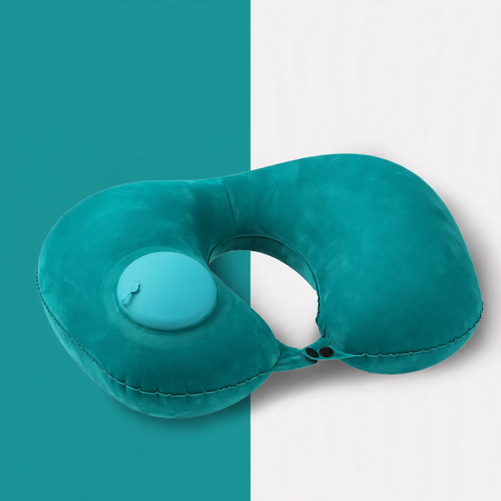 Inflatable neck pillow for travel, U-shape