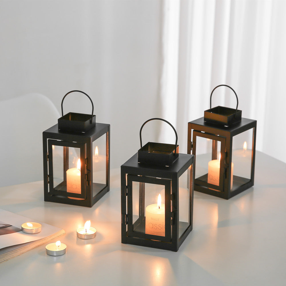 Black metal lantern, dome shape