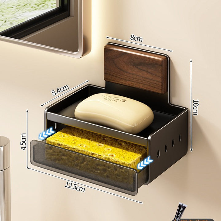 Wall-mounted soap dish made of aluminum, drill-free