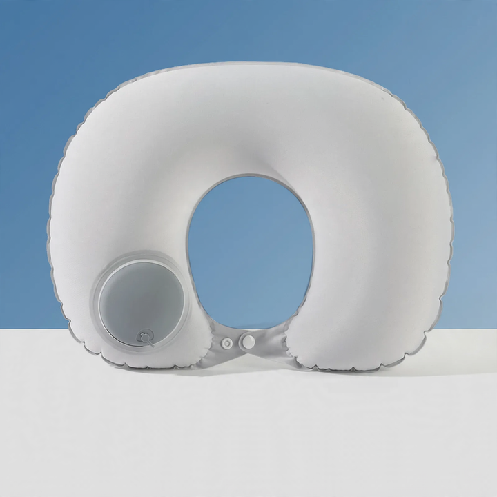 Inflatable neck pillow for travel, U-shape